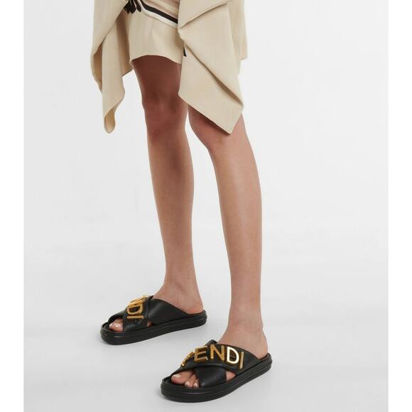 Fendi Logo Leather Sandals - 40.5 - Picture 6 of 6